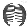 Parcelona French Alice Large 51/2" Celluloid Acetate Side Hair Comb Set of 2 Flexible Interlocking No Slip 12 Teeth Ponytail Durable Women Hair Accessories Side Hair Clip for Girls, Made in France(Glossy Black) view 4