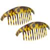 Parcelona French Alice Large 51/2" Celluloid Acetate Side Hair Comb Set of 2 Flexible Interlocking No Slip 12 Teeth Ponytail Durable Women Hair Accessories Side Hair Clip for Girls, Made in France(Savana) view 1