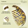 Parcelona French Alice Large 51/2" Celluloid Acetate Side Hair Comb Set of 2 Flexible Interlocking No Slip 12 Teeth Ponytail Durable Women Hair Accessories Side Hair Clip for Girls, Made in France(Savana) view 3