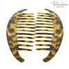 Parcelona French Alice Large 51/2" Celluloid Acetate Side Hair Comb Set of 2 Flexible Interlocking No Slip 12 Teeth Ponytail Durable Women Hair Accessories Side Hair Clip for Girls, Made in France(Savana) view 4