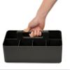 New Plastic Portable Makeup Organizer Caddy Tote Divided Basket Bin with Handle, for Bathroom Storage - Holds Blush Makeup Brushes, Eyeshadow Palette, Lipstick - Extra Large Made In USA (Black) view 1