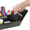 New Plastic Portable Makeup Organizer Caddy Tote Divided Basket Bin with Handle, for Bathroom Storage - Holds Blush Makeup Brushes, Eyeshadow Palette, Lipstick - Extra Large Made In USA (Black) view 2