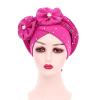 African Turbans Women Auto Gele Stacked Stick Diamond Flower Fashion Newest Women Cap Head Tie African Head Wrap Hijab Hats view 4