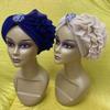 Diamonds Turban Femme Headtie Gele Nigerian Net African Auto Gele Head Wrap Net Turban Hat for Women Muslim Hijab 2pcs - 2pcs view 3
