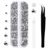 3792 Pcs White Crystal Flatback Rhinestones Set for Nail, Art, Crafts, Makeup, Tumblers Glitter Round with Tweezers and Picking Pen(SS6~SS20) view 1
