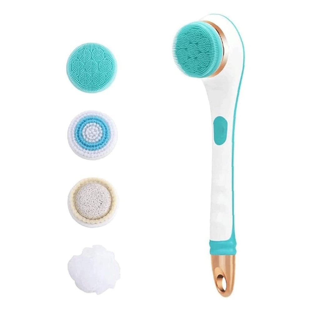 Sxdthy Shower Brush for Body,Electric Shower Brush Rechargeable Rotating Long Handle Back Scrubber Suitable for Wet or Dry Brushing (Color : Blue)