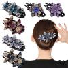 6 Pack Rhinestone Double Flower Hair Clip for Women Girls, Crystal Duckbill Clip Hairpin with Teeth Non-Slip Women Elegant Hair Dovetail Clips for Thick Long Hair Accessories view 1