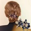6 Pack Rhinestone Double Flower Hair Clip for Women Girls, Crystal Duckbill Clip Hairpin with Teeth Non-Slip Women Elegant Hair Dovetail Clips for Thick Long Hair Accessories view 2