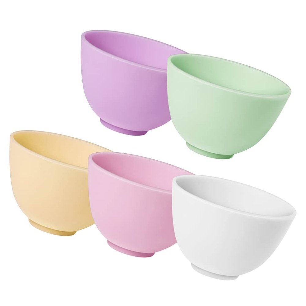 Kichvoe 5pcs Silicone Mixing Bowls Anti-fall Household Silicone Bowls for Face Masks and Seasoning Flexible and Kitchen Essential