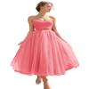 Sevintage Women's Tulle Ball Gowns for Teens Tea Length Princess Dresses Spaghetti Straps Short Prom Dress Midi Party Gown for Wedding Coral US12 view 1