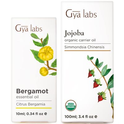 Bergamot Oil for Hair (0.34 fl oz) & Jojoba Oil for Hair (3.4 fl oz) Set - Aromatherapy Grade Essential Oils Set - Gya Labs