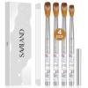 SAVILAND Kolinsky Acrylic Nail Brush Set: Size 6,10,12,14 Professional Nail Brushes with Silver Handle for Acrylic Powder Application Extensions & 3D Carving Home Salon Manicure DIY Nail Art Tools view 1