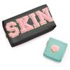 BAGMIND Preppy Patch Skin Makeup Bag for Travel, 2 PCS Chenille Letter Cosmetic Sunscreen Bag, PU Waterproof Beach Bag Pouch Organizer,Gift for Women Girls view 1