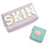 BAGMIND Preppy Patch Skin Makeup Bag for Travel, 2 PCS Chenille Letter Cosmetic Sunscreen Bag, PU Waterproof Beach Bag Pouch Organizer,Gift for Women Girls view 1
