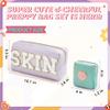 BAGMIND Preppy Patch Skin Makeup Bag for Travel, 2 PCS Chenille Letter Cosmetic Sunscreen Bag, PU Waterproof Beach Bag Pouch Organizer,Gift for Women Girls view 2
