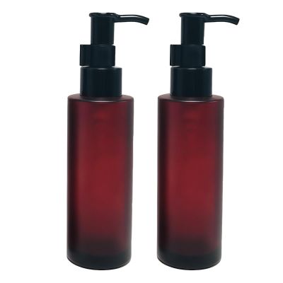 2PCS 100ml Frosted Glass Pump Bottles Refillable Liquid Lotion Soap Dispenser Toiletries Bottles Hand Jar Containers for Bathroom Kitchen and Garden