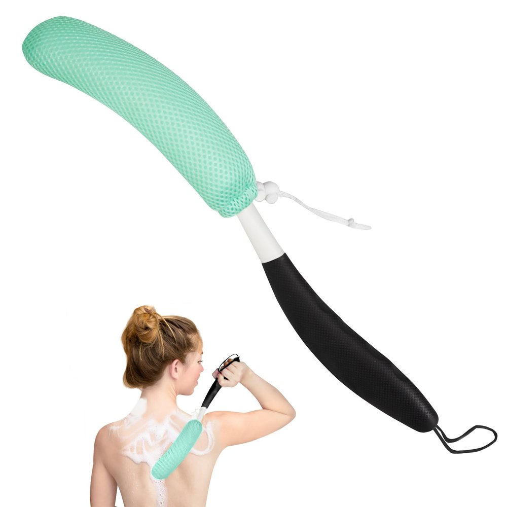 Leetye Mei Long Handled Shower Brush, Non-Slip Long Handle Bath Brush, Back Body Brush Gentle Exfoliating and Lather Well Deep Cleansing Long-Lasting for Body