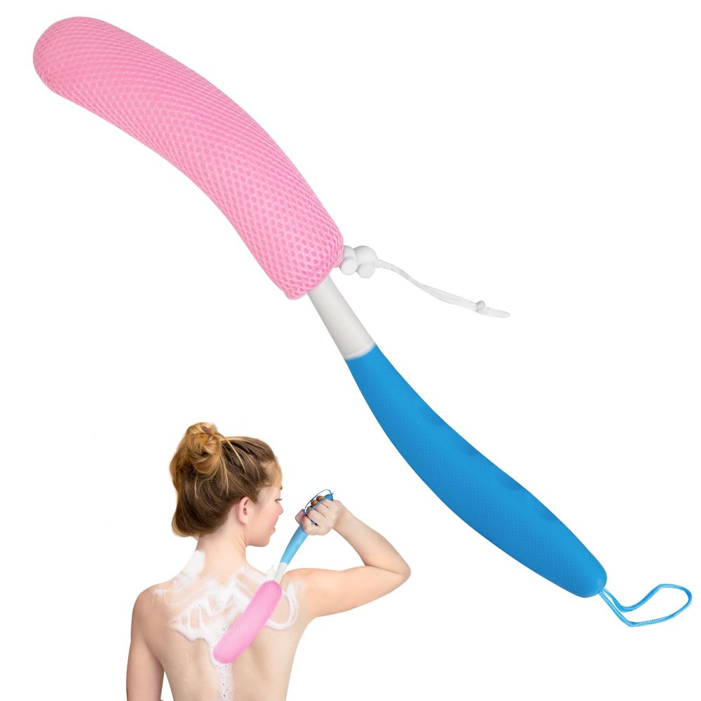 Leetye Mei Long Handled Shower Brush, Non-Slip Long Handle Bath Brush, Back Body Brush Gentle Exfoliating and Lather Well Deep Cleansing Long-Lasting for Body