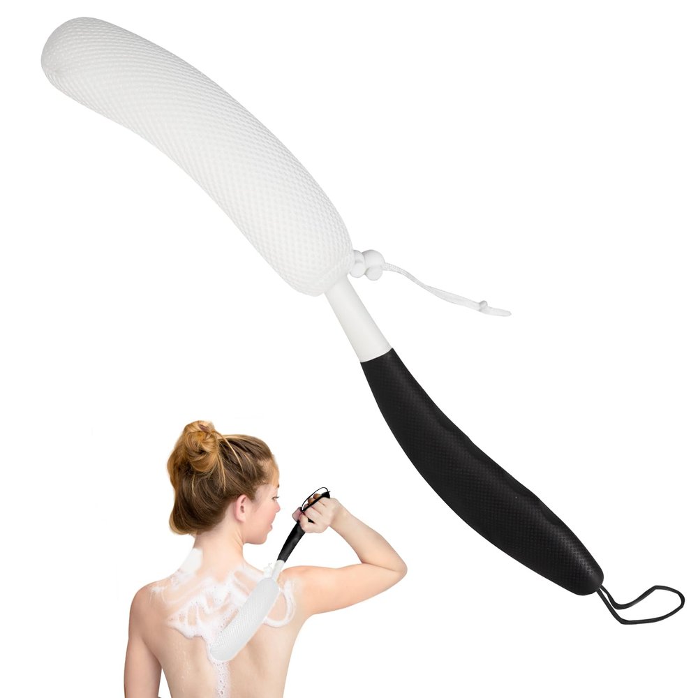 Leetye Mei Long Handled Shower Brush, Non-Slip Long Handle Bath Brush, Back Body Brush Gentle Exfoliating and Lather Well Deep Cleansing Long-Lasting for Body