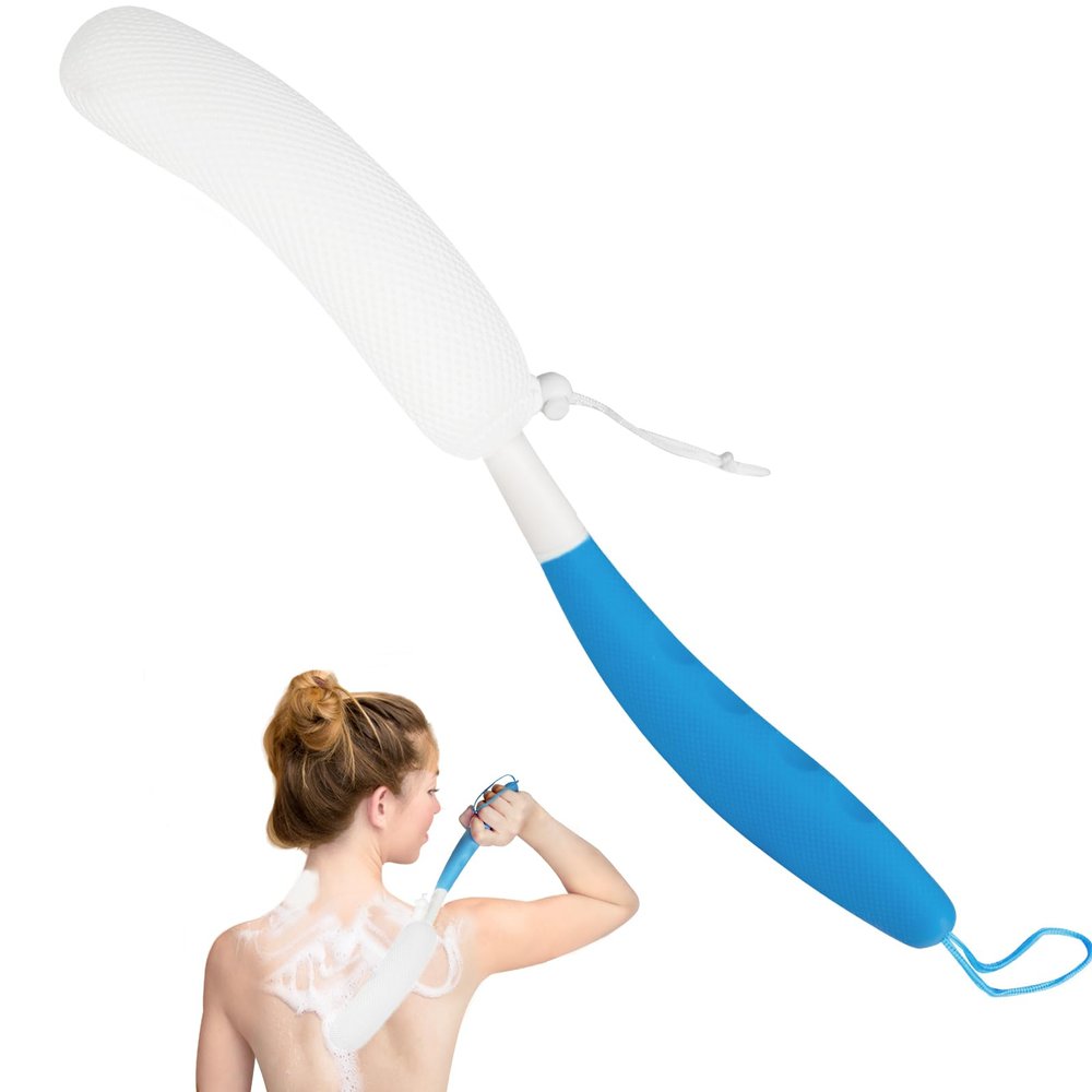 Leetye Mei Long Handled Shower Brush, Non-Slip Long Handle Bath Brush, Back Body Brush Gentle Exfoliating and Lather Well Deep Cleansing Long-Lasting for Body