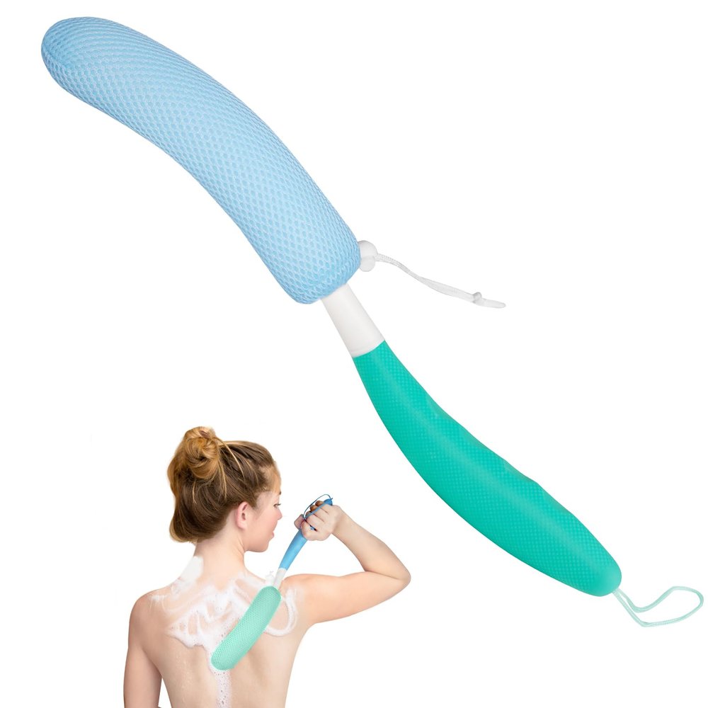 Leetye Mei Long Handled Shower Brush, Non-Slip Long Handle Bath Brush, Back Body Brush Gentle Exfoliating and Lather Well Deep Cleansing Long-Lasting for Body