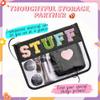 BAGMIND Preppy Patch Stuff Bag for Travel, 2 PCS Chenille Letter Clear Sunscreen Bag, PU Waterproof Beach Snack Makeup Cosmetic Bag Pouch, Gift for Women Girls view 3