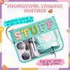 BAGMIND Preppy Patch Stuff Bag for Travel, 2 PCS Chenille Letter Clear Sunscreen Bag, PU Waterproof Beach Snack Makeup Cosmetic Bag Pouch, Gift for Women Girls view 3