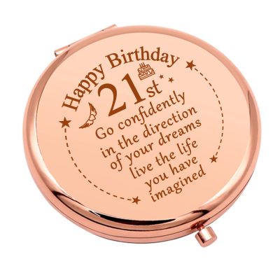21st Birthday Gifts for Women 21 Year Old Birthday Gifts for Her Happy 21st Gift for BFF Niece Girlfriends Compact Makeup Mirror for Sister Daughter Friends Inspirational Gift
