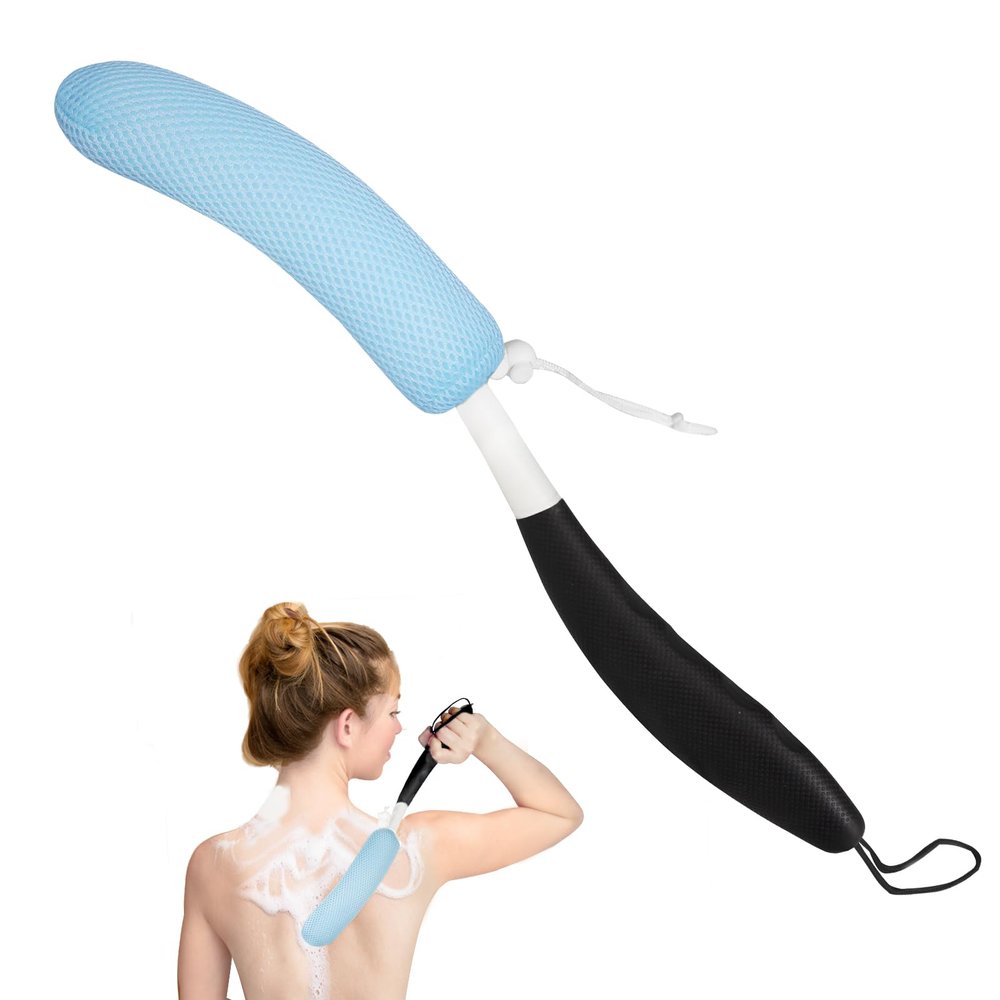 Leetye Mei Long Handled Shower Brush, Non-Slip Long Handle Bath Brush, Back Body Brush Gentle Exfoliating and Lather Well Deep Cleansing Long-Lasting for Body