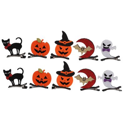 10pcs Halloween Hair Clips,Girls Alligator Clips Bat Pumpkin Ghost Cat Witch Hat Barrettes,Cosplay Costume Accessories,Halloween Hair Accessories Hair Clips for Kids Girls Women
