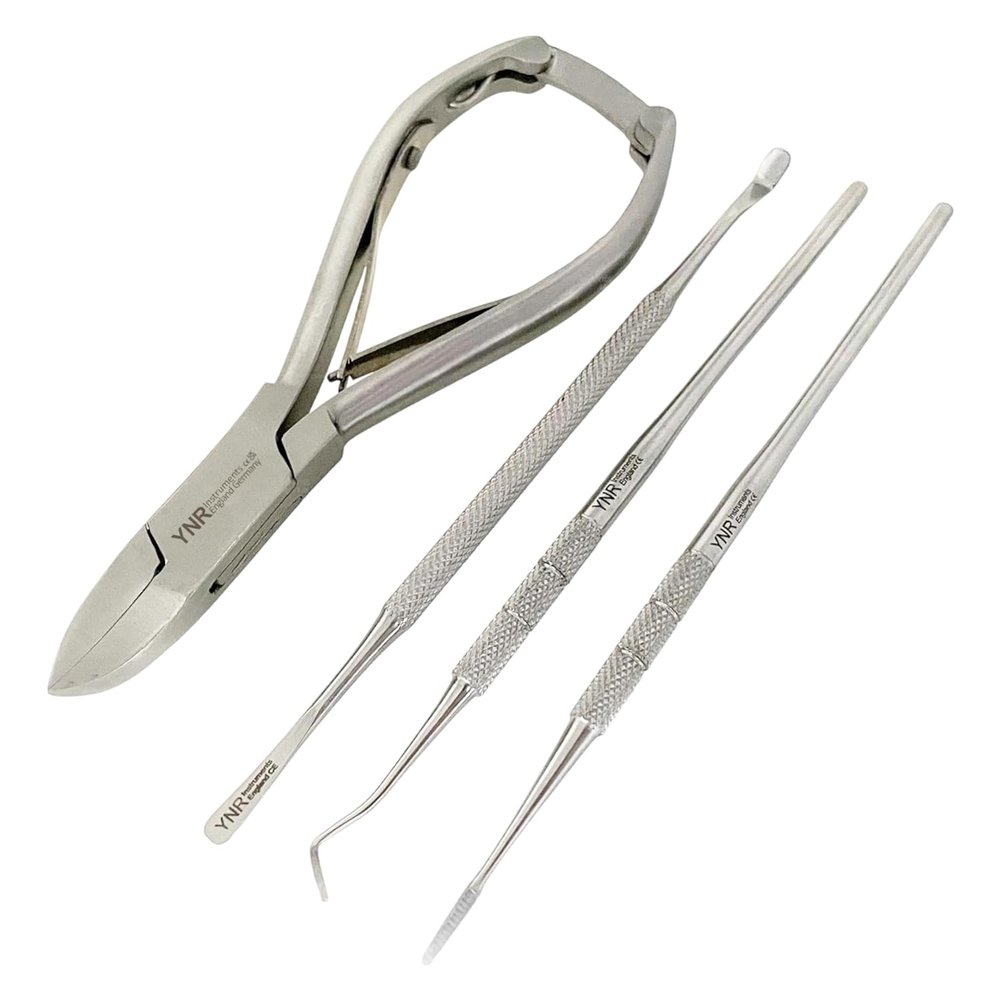 YNR England Nail Clippers Cutters Nippers for Thick Toe Nails for Finger Nails Podiatry Instruments Clippers with Ingrown Toe Nail File Blacks File Nail Lifter Spatula Improved Quality