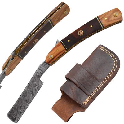 Old Ram Straight Razor | Sharp High Hardness Real Damascus Steel Cutthroat Edge-Blade | Barber Razor (325)