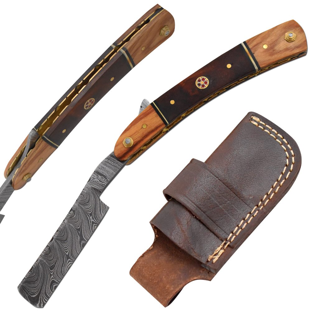 Old Ram Straight Razor | Sharp High Hardness Real Damascus Steel Cutthroat Edge-Blade | Barber Razor (325)