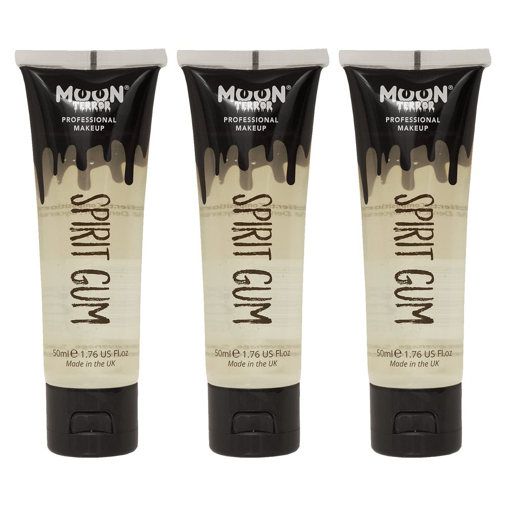 Moon Terror - Pro FX Spirit Gum - 1.69fl oz x3 - SFX Make up for Halloween, Glue Adhesive Fix, Body Glue for Prosthetics Glitter Jewels Hair Wigs Special Effects Make up