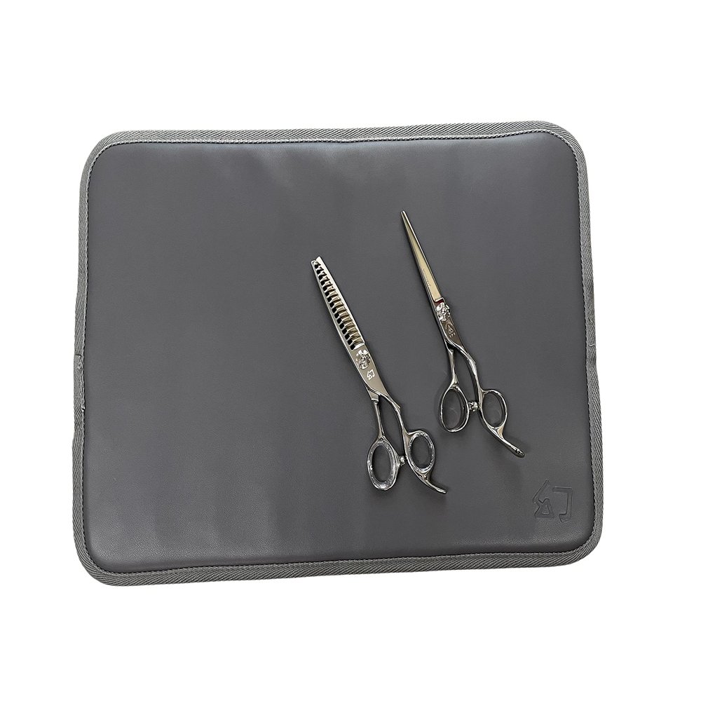 MICHIKO Synthetic Leather Salon Barbershop Counter Mat Work Station Pads Protect Hair Scissors Water Proof -Scissors not included (Gray)