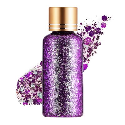 Lavender Purple Glitter Gel for Women Kids, Face Body Hair Glitter Gel, Holographic Chunky Mermaid Sequin Shimmer Makeup for Singer Concert Music Festival Rave Accessories, 1oz/Jar