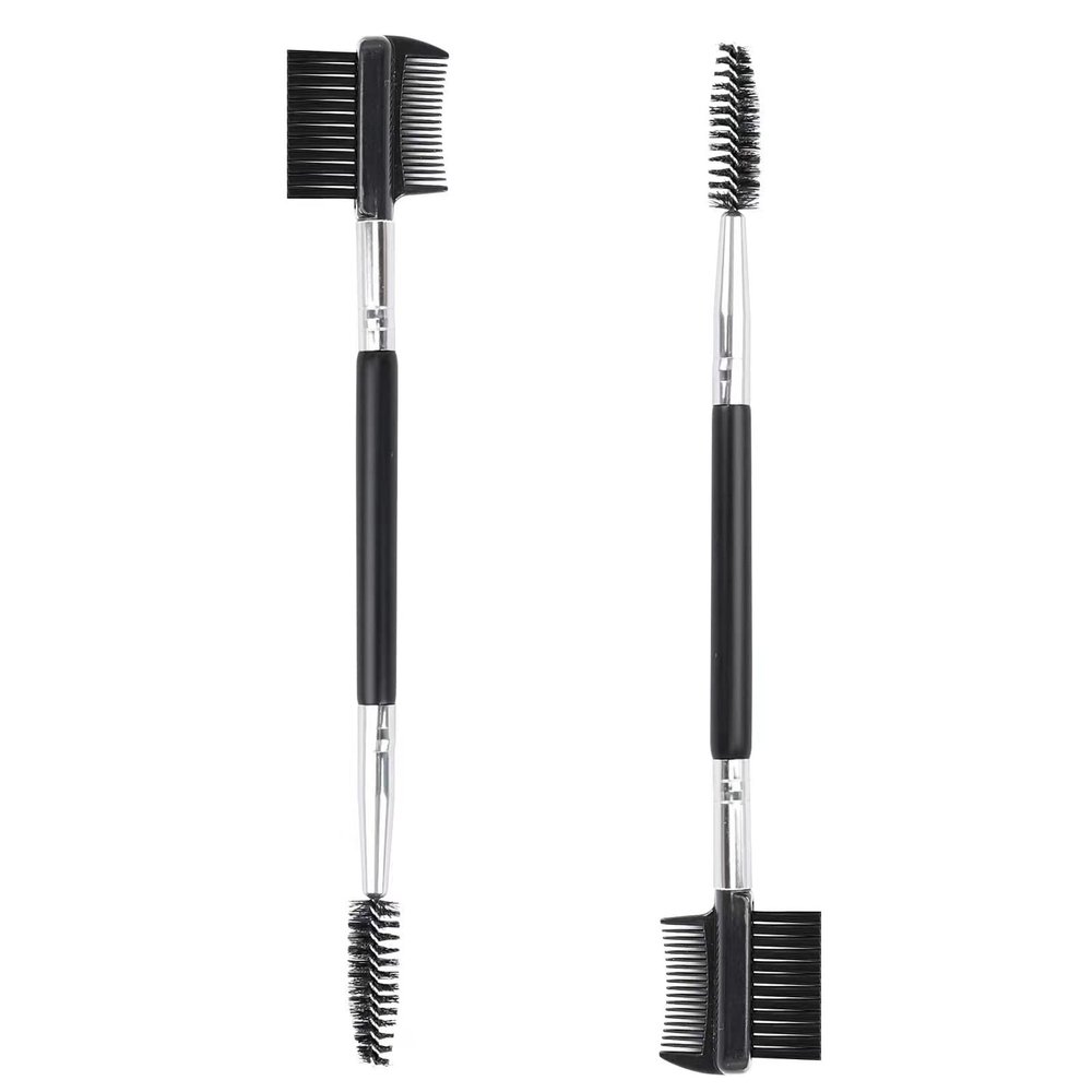 2pcs 3 Head Eyebrow Eyelash Shaper Eyelash Comb Double Head Brush Makeup Grooming Tool Cosmetic with 3 Different Spoolie Brushes for Separating Lashes, Eliminating Mascara Clumps, Grooming Brows