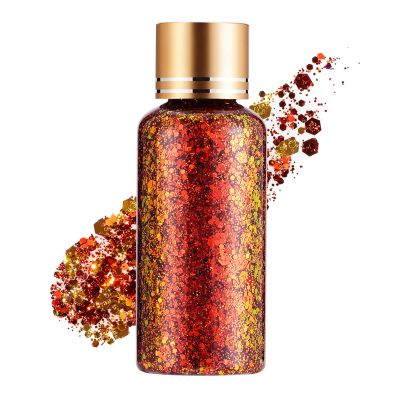 Maple Red Face Body Hair Glitter Gel for Women and Kids, Holographic Chunky Color Changing Glitter Gel Lasting Sparkling Shimmer Makeup for Christmas Party Festival Rave Accessories, 1oz