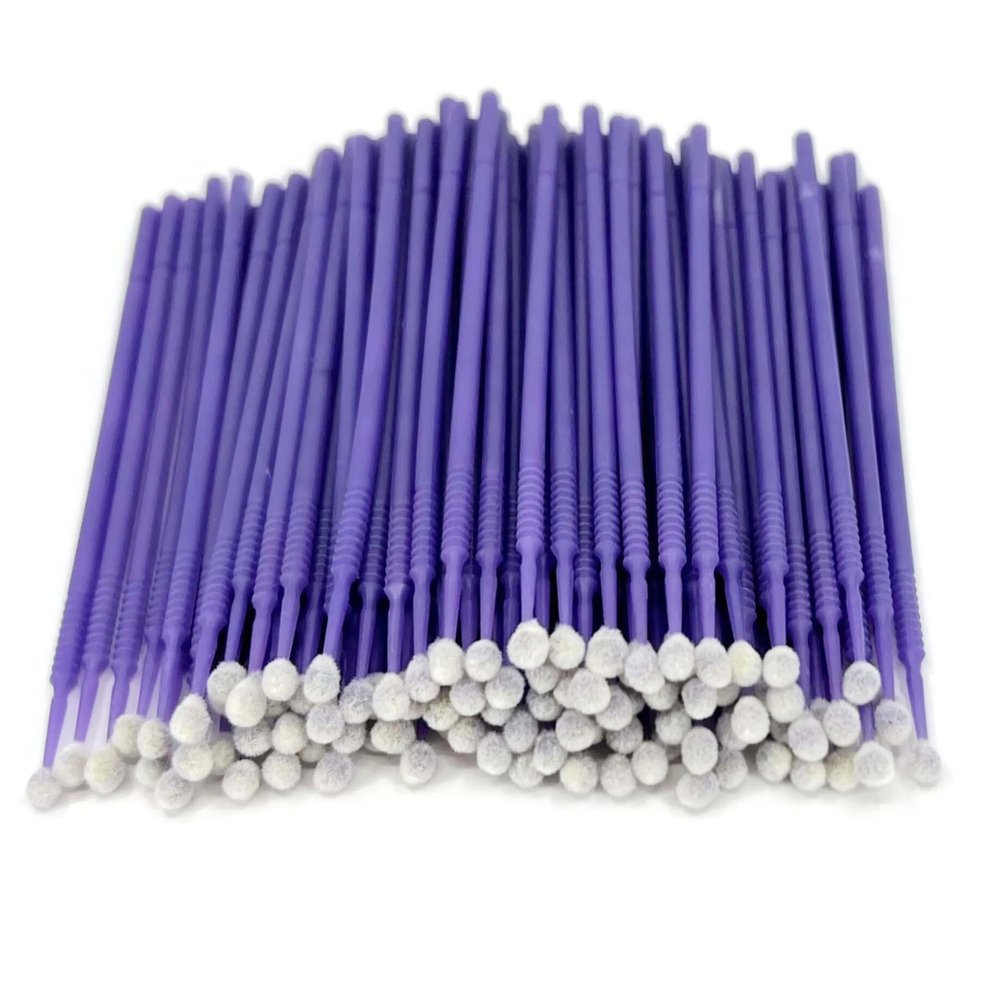 Disposable Micro Applicator Micro Brush for Makeup, Eyelash Extension, Lash and Mascara Application for Personal Care (100 Count (Pack of 1), Purple (XL))
