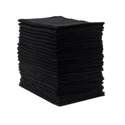 Eurow Ultra-Soft & Absorbent Cotton Salon Towels for Home, Beauty, Gym & Professional Salons, Fast-Drying for Hair, Hands & Spa Use, Durable & Machine Washable, 16" x 27", 24-Pack, Black