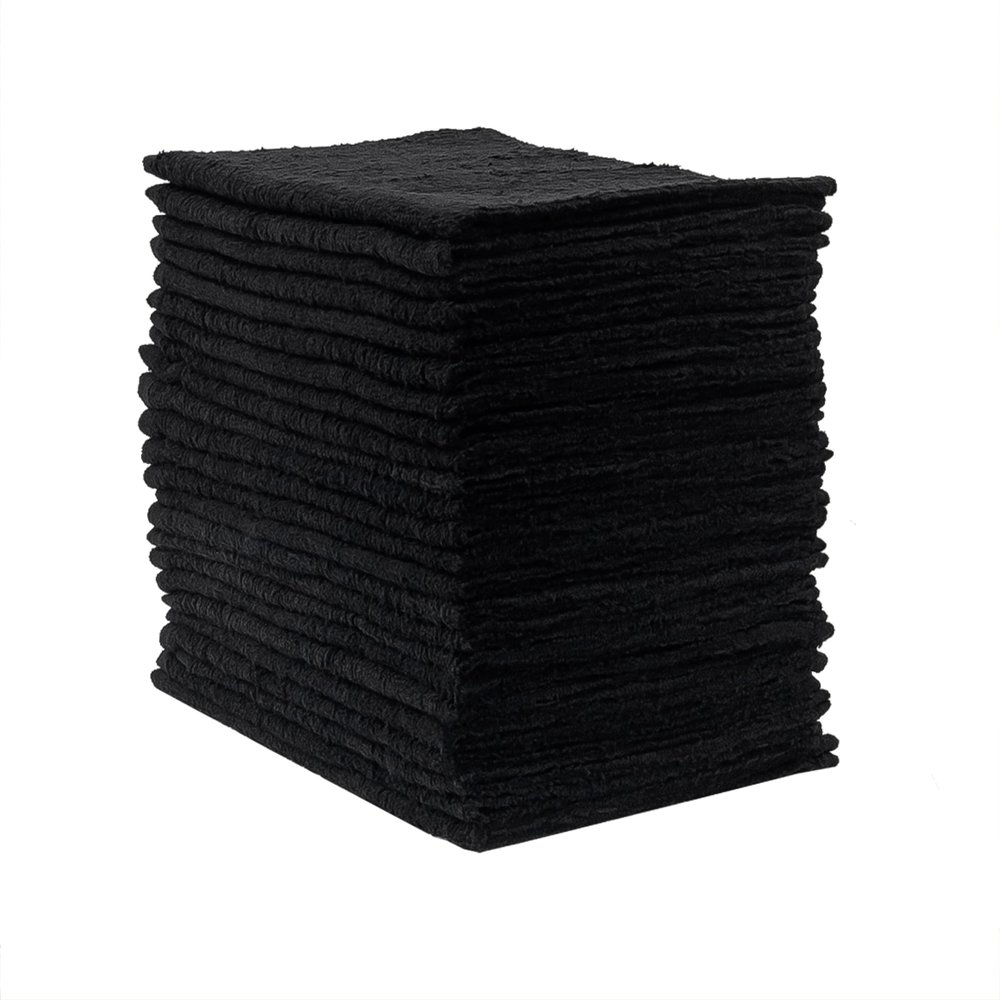 Eurow Ultra-Soft & Absorbent Cotton Salon Towels for Home, Beauty, Gym & Professional Salons, Fast-Drying for Hair, Hands & Spa Use, Durable & Machine Washable, 16" x 27", 24-Pack, Black
