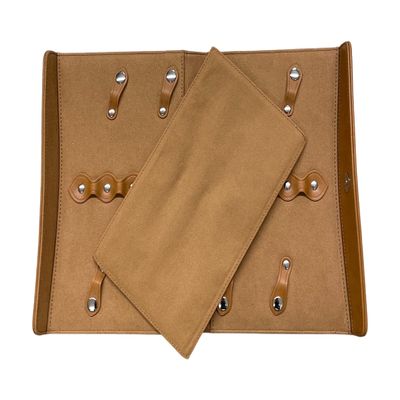 6 Pair Hold Synthetic Leather Hair Scissors Barber Shears Protective Case Magnetic Snap Closure-Case Only Scissors Not Included (Brown)
