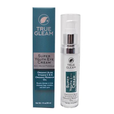 TRUEGLEAM Super Youth Eye Treatment Cream, Anti Aging Under Eye Treatment for Bags, Puffiness, Wrinkles, and Dark Spots with Green Tea, Jojoba Oil, and Vitamin E
