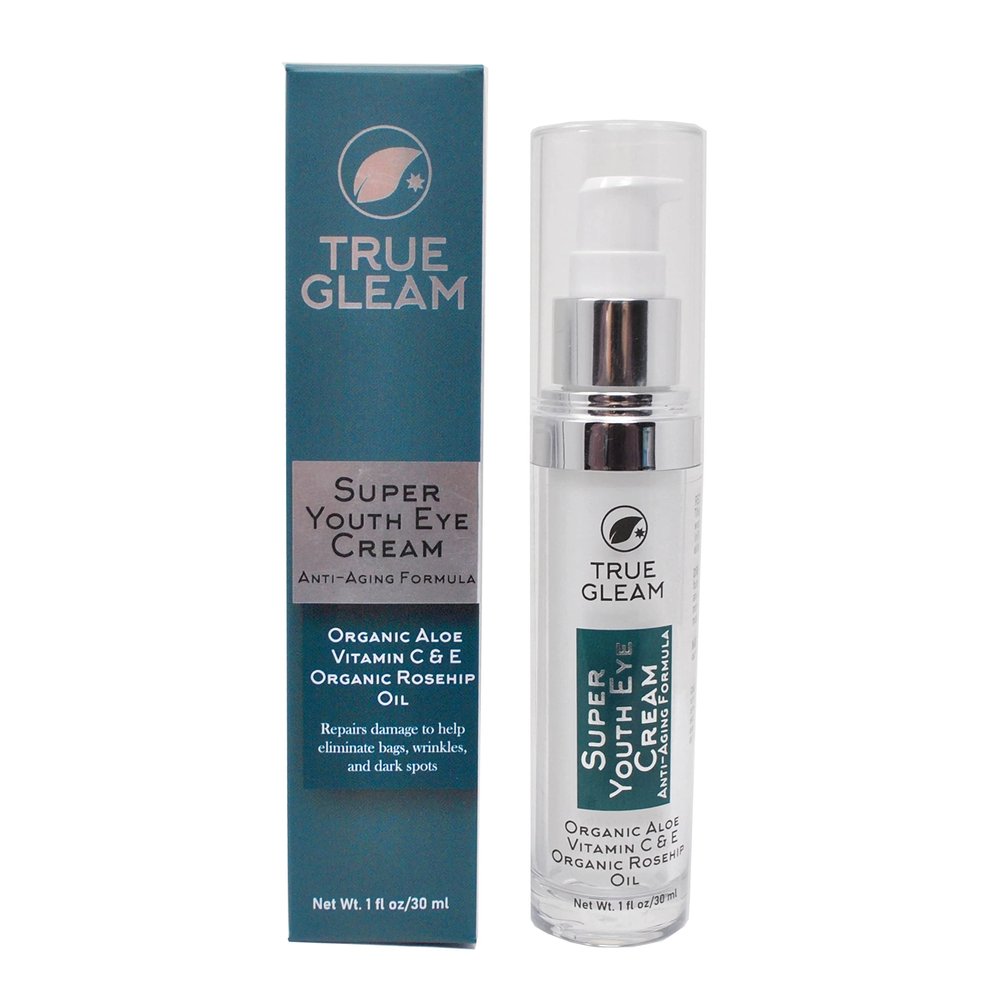 TRUEGLEAM Super Youth Eye Treatment Cream, Anti Aging Under Eye Treatment for Bags, Puffiness, Wrinkles, and Dark Spots with Green Tea, Jojoba Oil, and Vitamin E