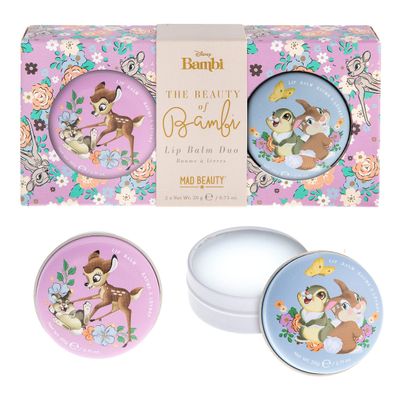 Mad Beauty Disney Beauty of Bambi Lip Balm Duo | Cruelty-Free Cosmetics | Strawberry & Vanilla Scented | Skincare Gifts for Women, Adults, and Kids
