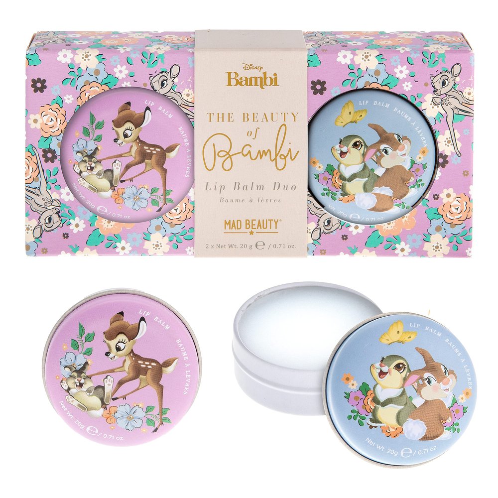 Mad Beauty Disney Beauty of Bambi Lip Balm Duo | Cruelty-Free Cosmetics | Strawberry & Vanilla Scented | Skincare Gifts for Women, Adults, and Kids