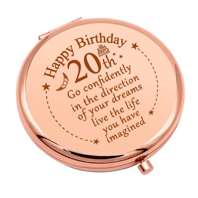 20th Birthday Gifts for Girls Friend 20 Year Old Birthday Gifts Inspirational Gift Makeup Mirror for Daughter Niece Happy 20th Birthdays for BFF Sister Bestie Pocket Makeup Mirror for Granddaughter