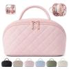 Petition Makeup Bag for Travel, women Large Capacity Petition Cosmetic Bag 2 Pcs Petition Toiletry Bag Spacious 180 Open Cosmetic Organizer for Toiletries & Brushes With Compartments(Light Pink) view 1