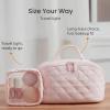 Petition Makeup Bag for Travel, women Large Capacity Petition Cosmetic Bag 2 Pcs Petition Toiletry Bag Spacious 180 Open Cosmetic Organizer for Toiletries & Brushes With Compartments(Light Pink) view 4