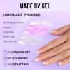 Almond Press On Nails Medium - BTArtbox Soft Gel Ombre Fake Nails with Nail Glue, Semi-Transparent Reusable Glue On Nails in 16 Sizes - 32PCS Stick On Nails Kit, Vanilla Cream Almond view 4